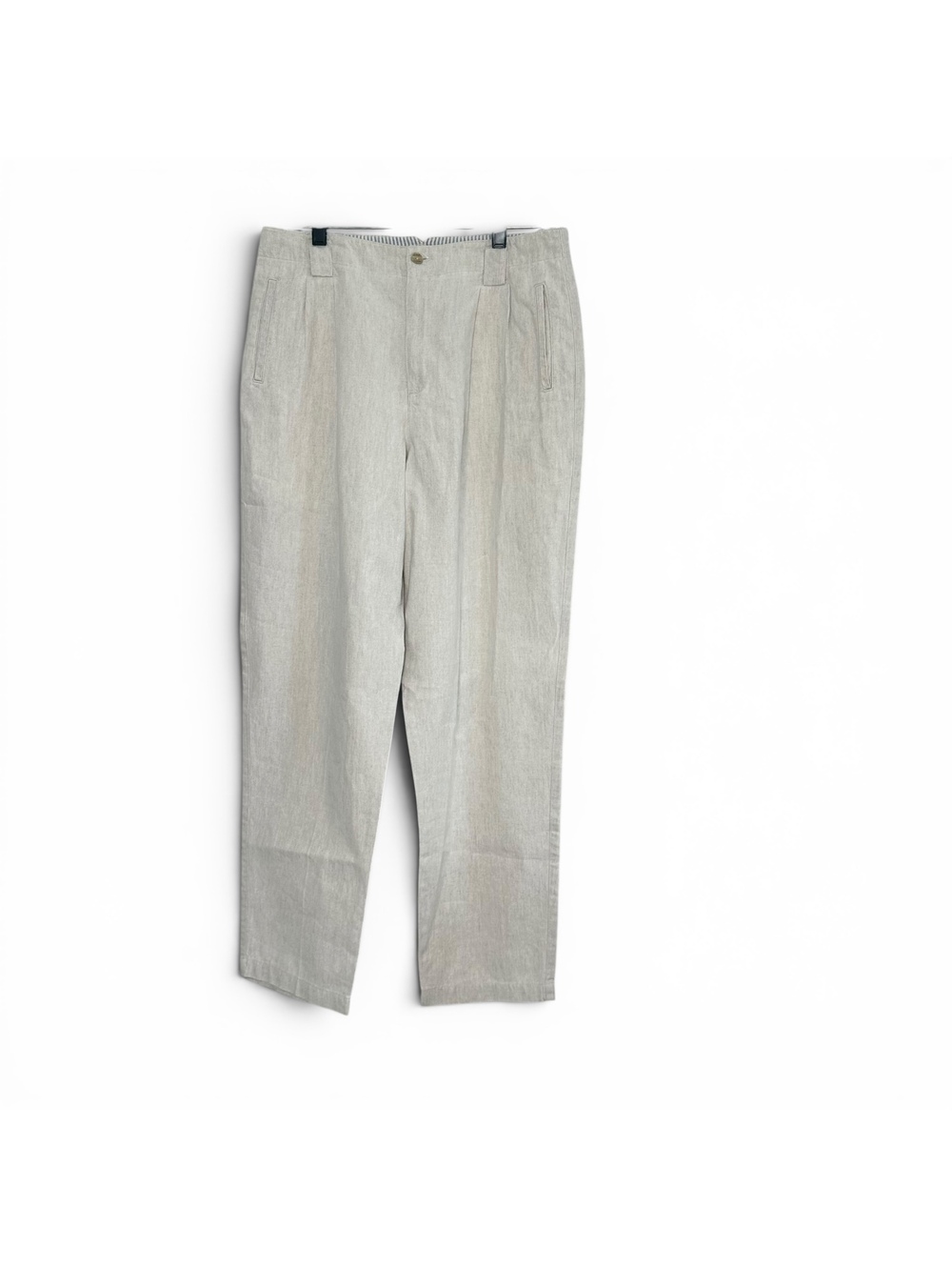 Vintage LizSport Linen Blend High Rise Straight Leg Pants Beige Neutral